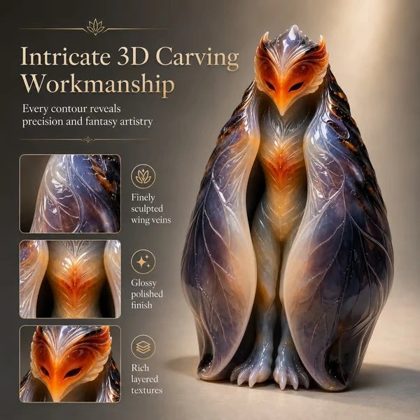 Cicada‑wing Fairy Figurine Natural Stone Cicada Wing Fairy Resin Decorative Craft | Decorative Figurine