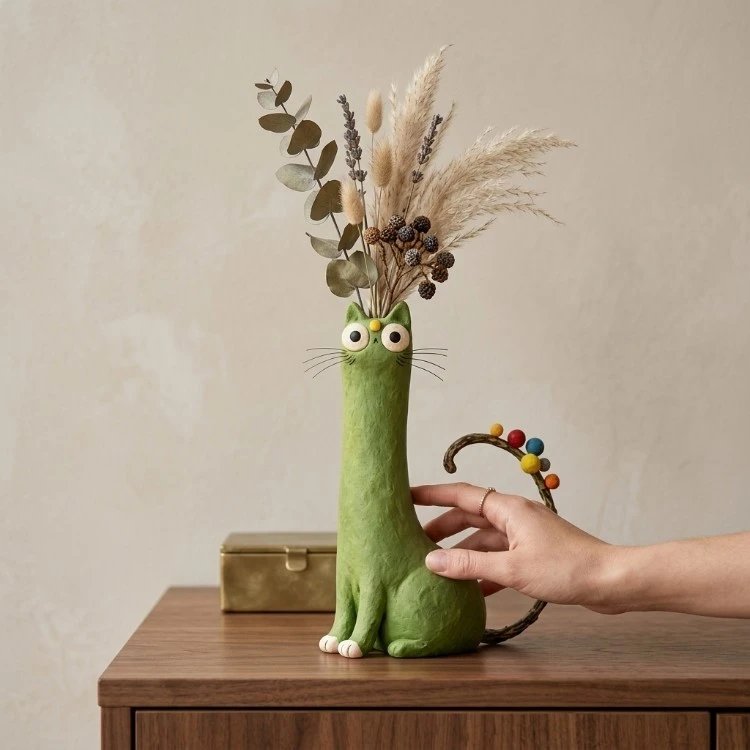 Cute Cat-shaped Vase Home Decor Living Room Flower Arrangement Creative Decor | Decorative Vase