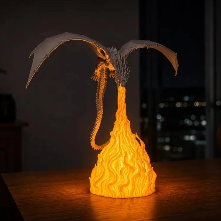 Flame Breath Dragon Lamp Interesting Flame Dragon Night Light | Decorative Lighting