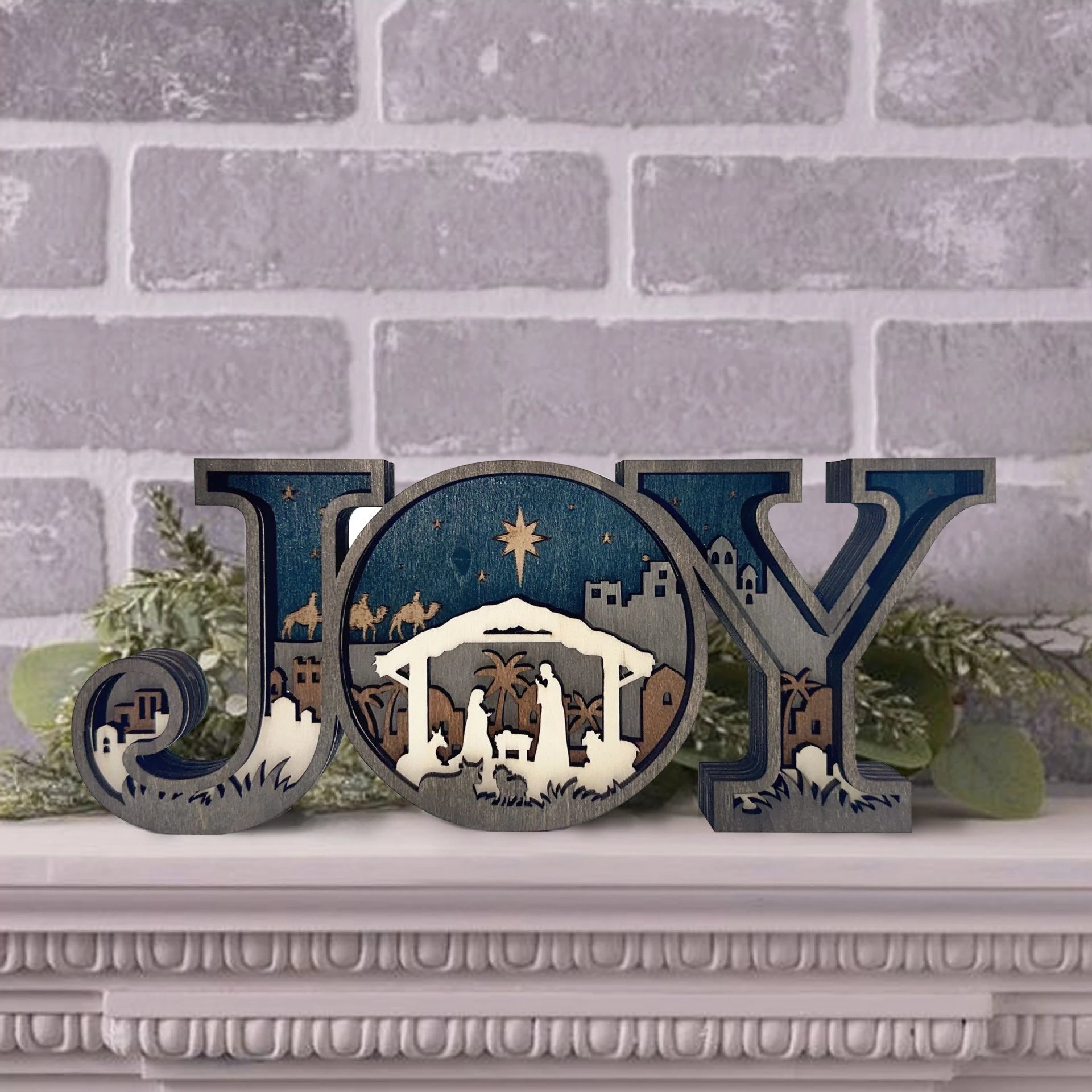 Christmas Creative Design Joy Letter Ornament Wooden Home Office Decor Decorative Craft | Christmas Decor
