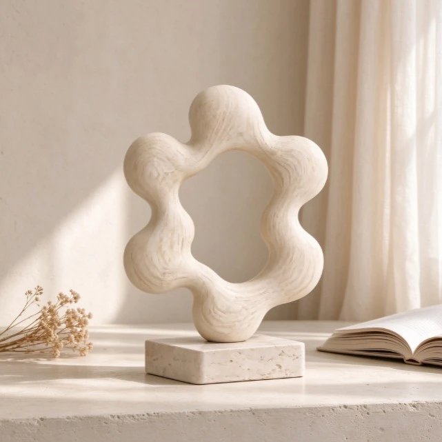 Home Creative Imitation Wood Grain Geometric Decor Housewarming Decor Ornament Hotel Entrance Ornament | Decorative Figurine
