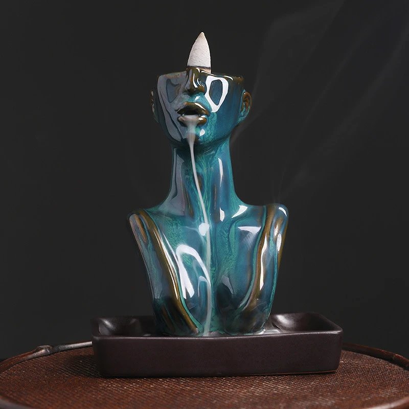 Ceramic European And American Beauty Statue Backflow Incense Burner Creative Beauty Sandalwood Cigarette | Decorative Figurine