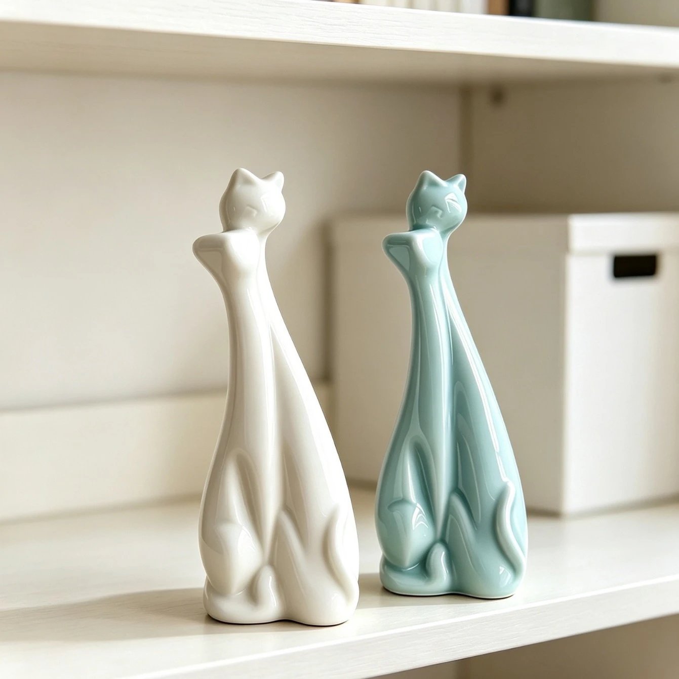 Creative Ceramic Cartoon Lucky Cat Decor Ornament Home Living Room Tea Set Tv Cabinet Wine Cabinet | Decorative Figurine