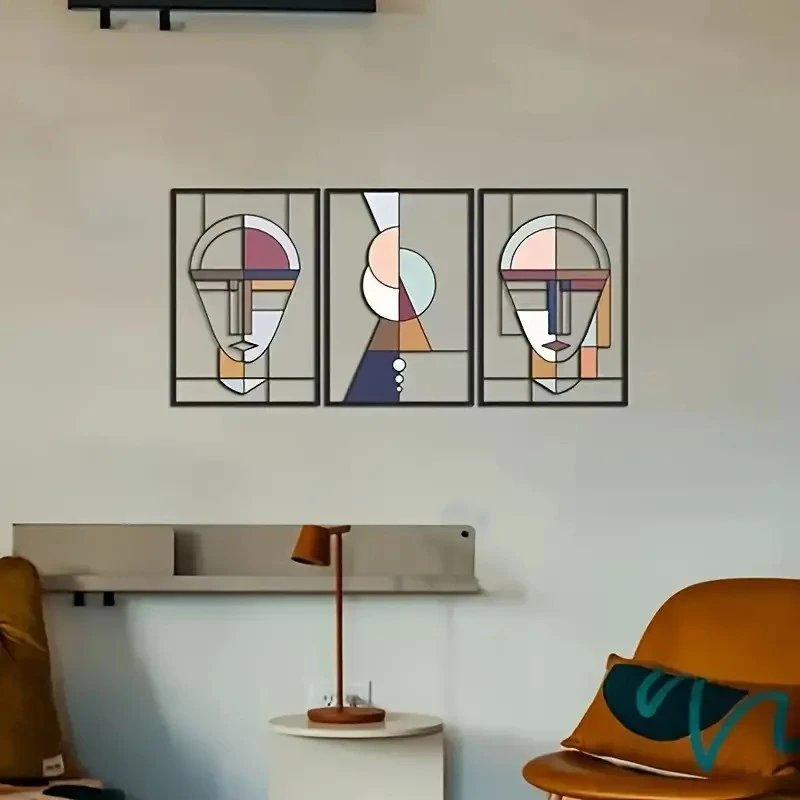 Nordic Modern Light Luxury Abstract Living Room Entryway Hanging Wall Decor Corridor Aisle Hanging Painting Simple Iron Art Decorative Craft