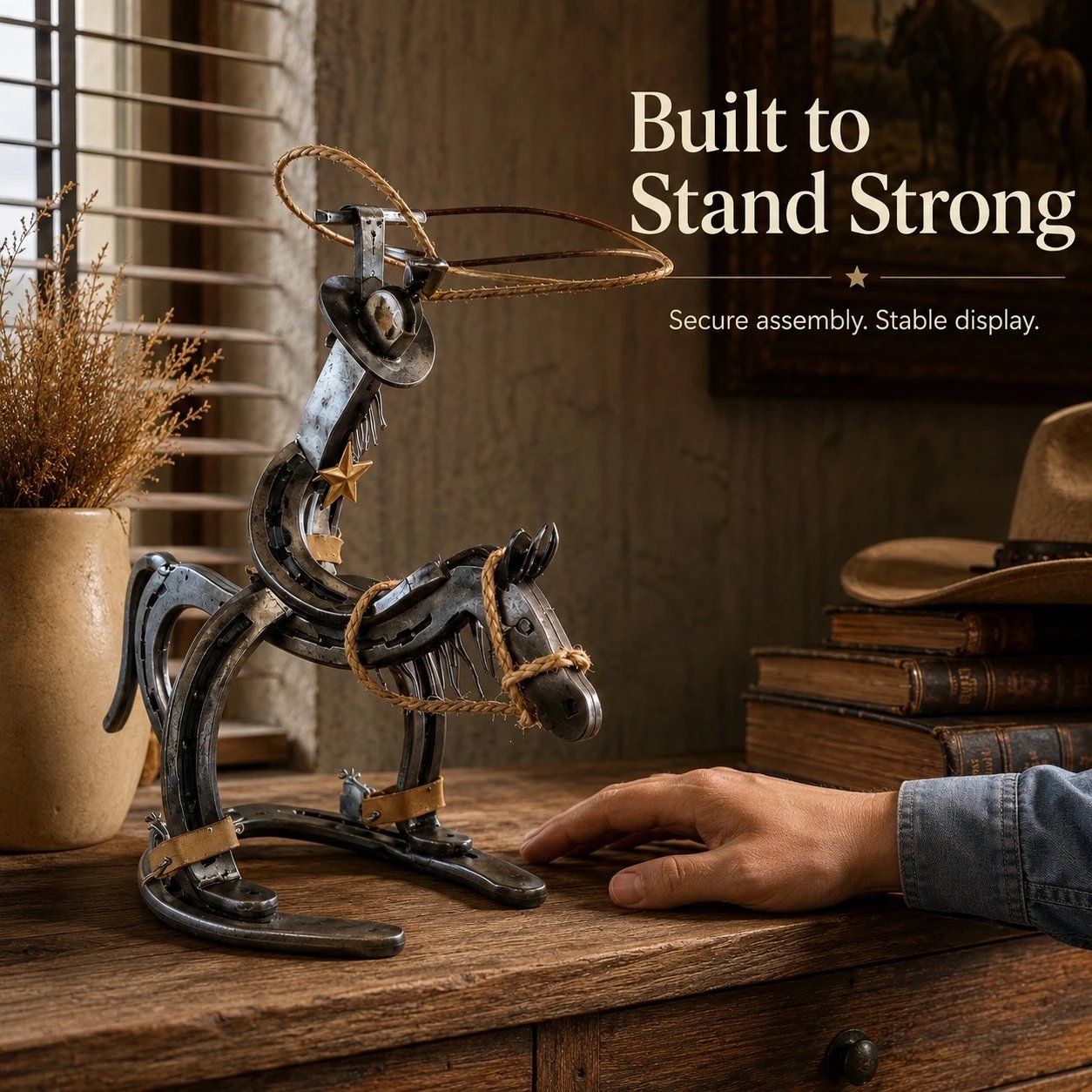 Hot Style Handcrafted Cowboy Iron Pony Ornament Handcrafted Horse Cowboy | Home Decor