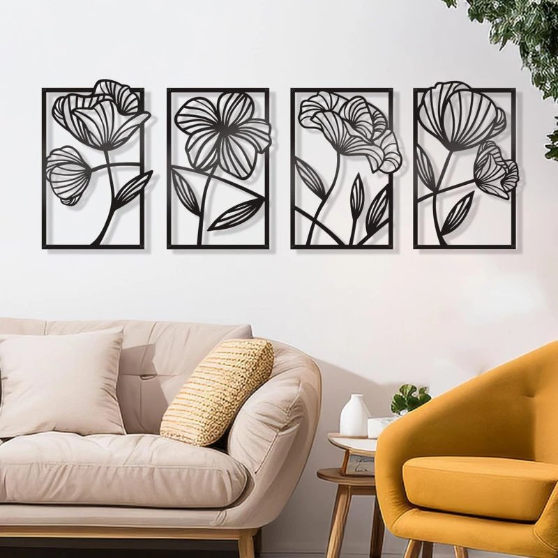 Metal Flowers Wall Decor Room Decor Modern Home Decor Living Room Bedroom Bathroom Kitchen