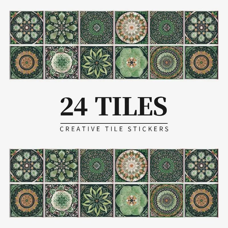 24-piece Pack Self-adhesive Pvc Waterproof Wall Stickers Moroccan Tile Stickers Living Room Kitchen Waterproof Wallpaper Wall Decor