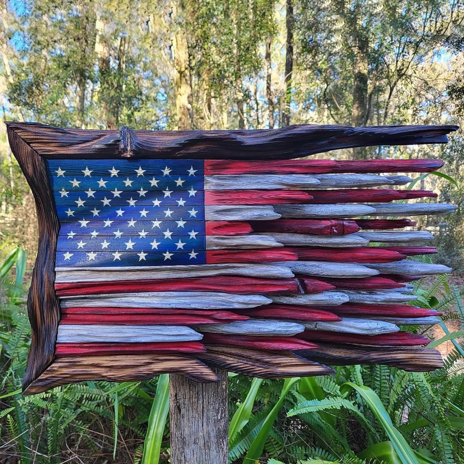 Independence Day American Flag Wooden Three-dimensional Pendant Creative Retro Decorative Craft | Decorative Figurine