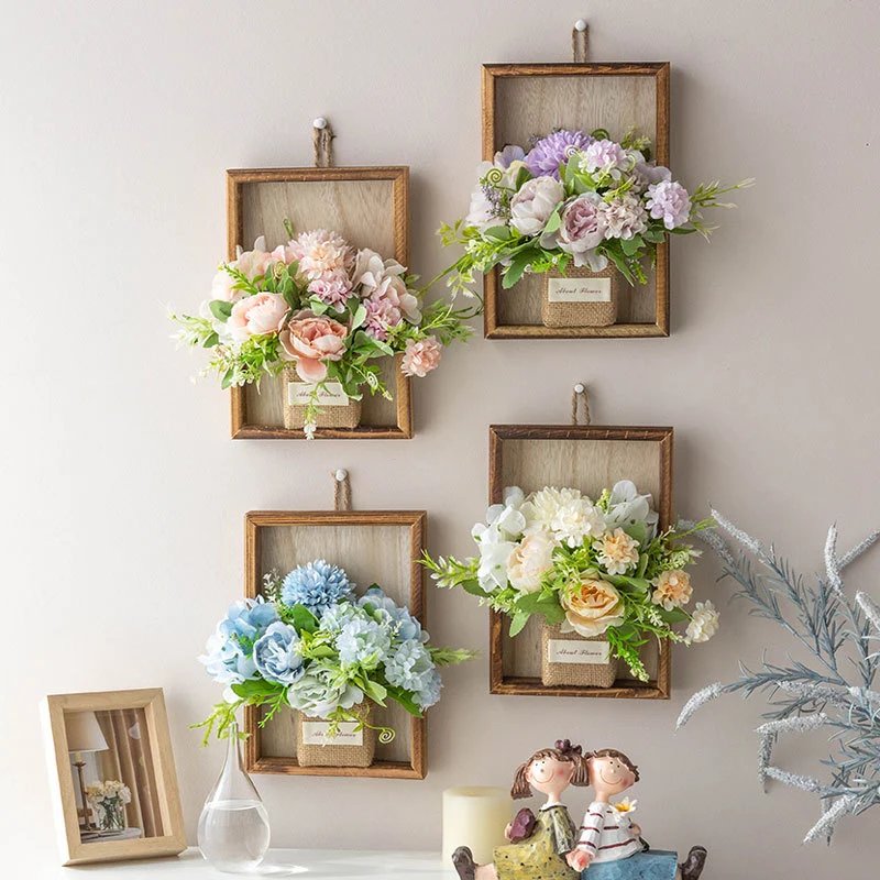 Direct Selling Cottage-style Flowers Wall Decor Pendants Home Wall Hanging Flower Baskets Flower Utensils Living Room Bedroom Wall Fake Flowers