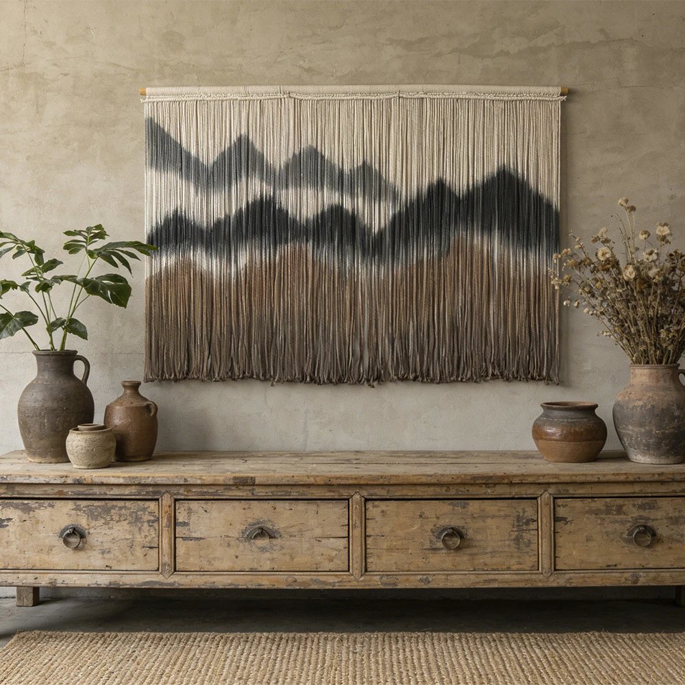 Bohemian Tapestry Tassels Hand-woven Tapestry Antique Style Room Wall Decor Landscape Painting