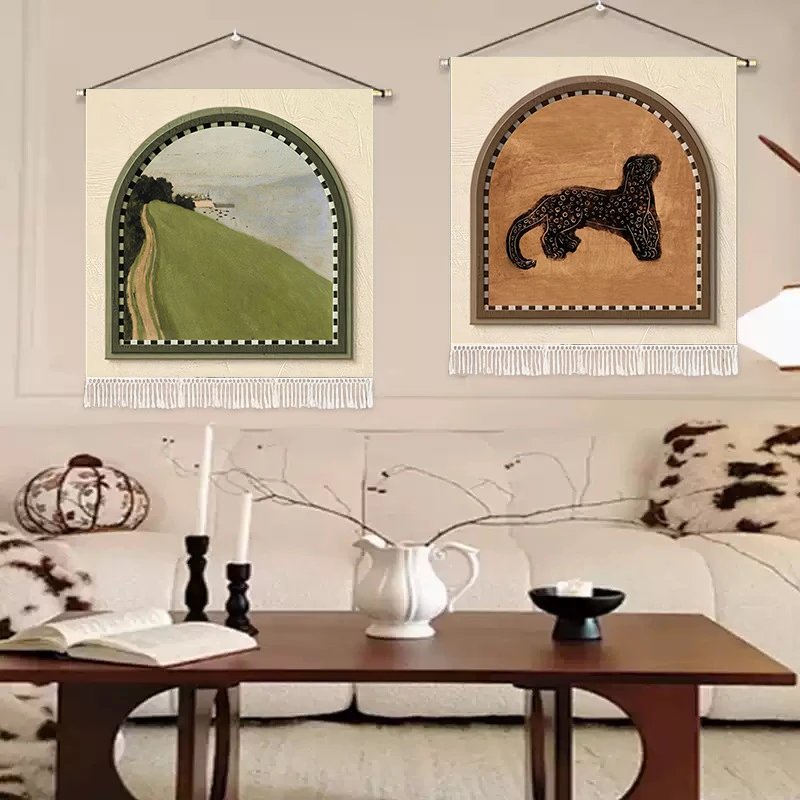 Maillard Living Room Decorative Painting Hanging Cloth French Retro Sofa Bedroom Fabric Hanging Painting | Wall Decor