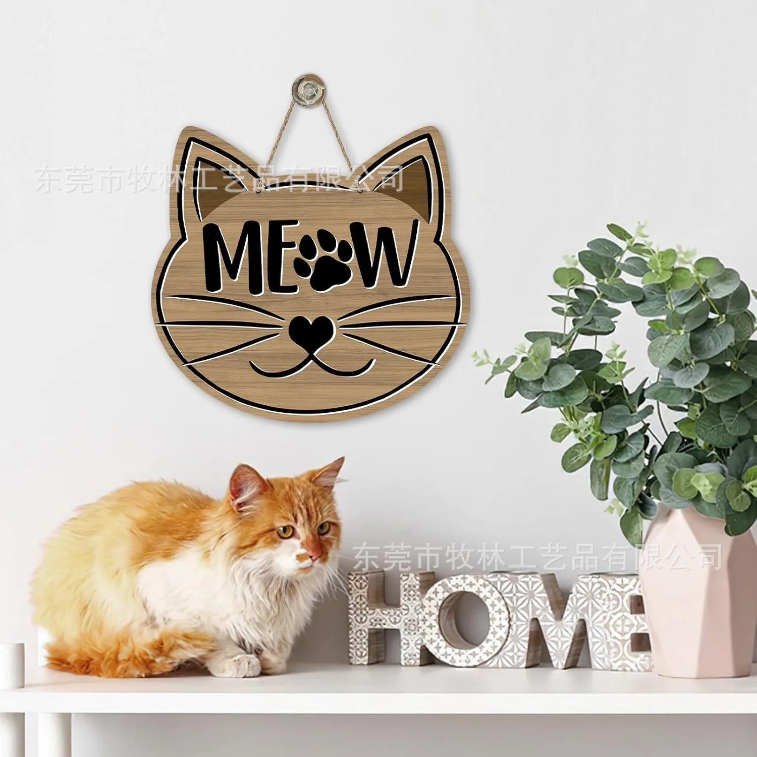 Cat And Dog Shaped Wooden Welcome Sign With Cat Face And Dog Face Shape For Home Wall Decor For Pet Lovers
