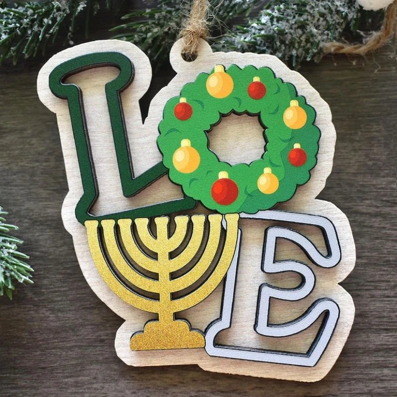 Products Hanukkah Christmas Decor Wooden Decorative Craft Hangings Christmas Home Party Decor Supplies