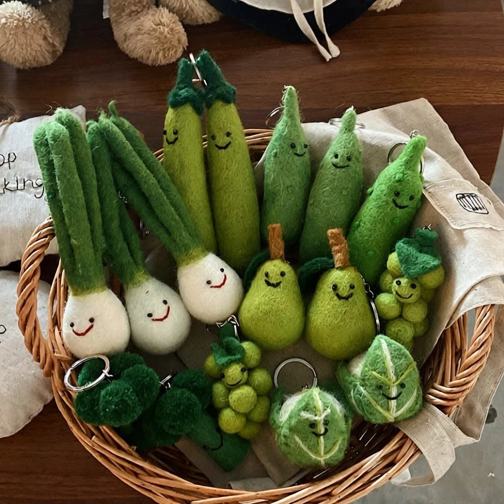 Korean Wool Felt Green Vegetable Keychain Pendant Cute Fashionable And High-end Bag Pendant | Home Decor