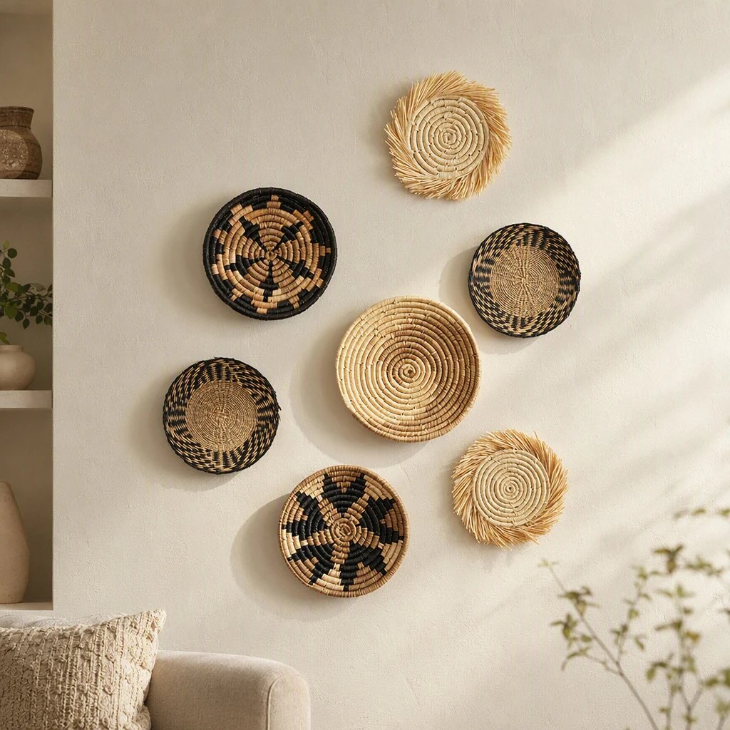 Handmade Straw Woven Bed And Breakfast Wall Hangings Decor European And American Light Luxury Living Room | Wall Decor