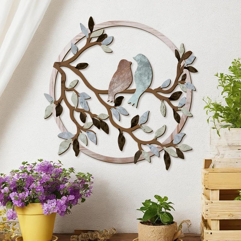 Chickadeesflowerswreath Wall Art | Decorative Figurine