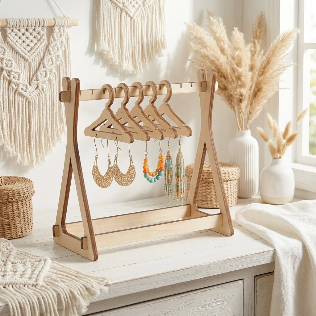 Bohemian Wooden Earring Display Rack Hanger Earring Hanger Desktop Jewelry Storage Rack Spot Wholesale | Storage Organizer