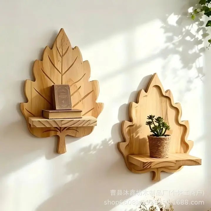 Spot Creative Wooden Maple Leaf Wall Decor Rack Living Room Bedroom Decorative Ornament Candle Suspended | Candle Holder