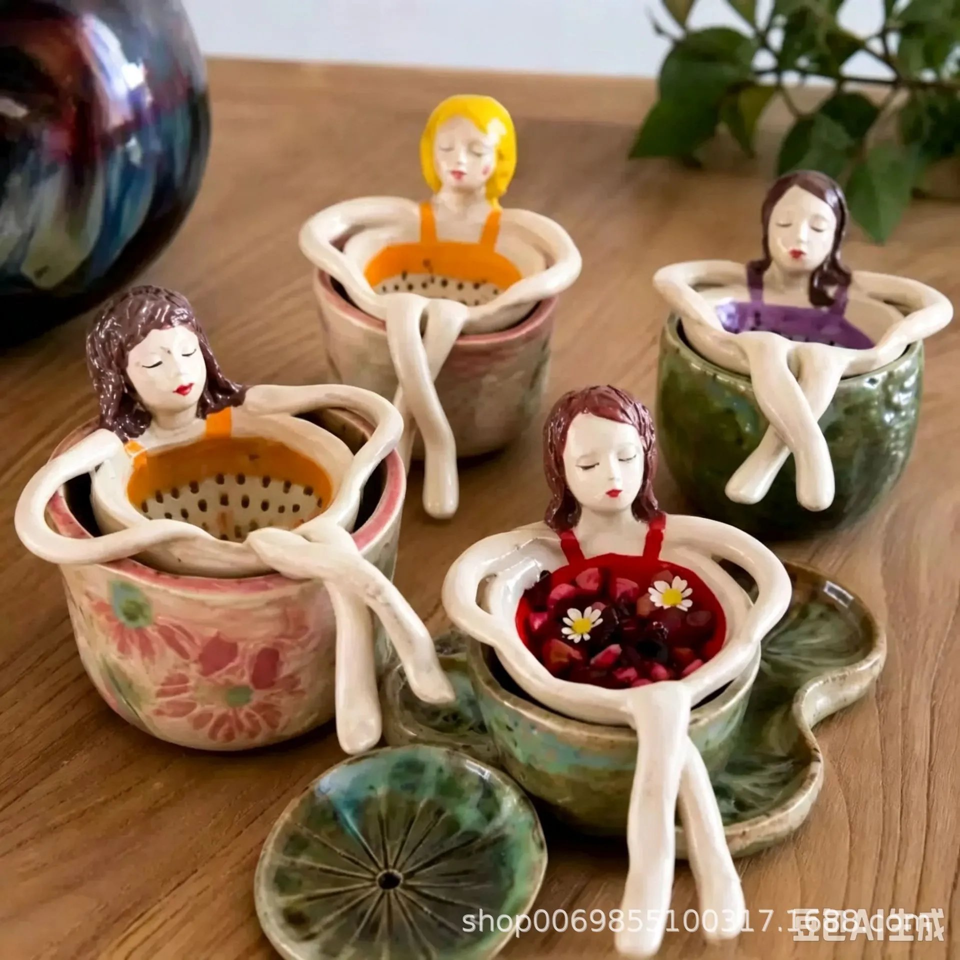 Whimsical Sitting Lady Tea Strainer Fun Sitting Lady Tea Strainer | Home Decor