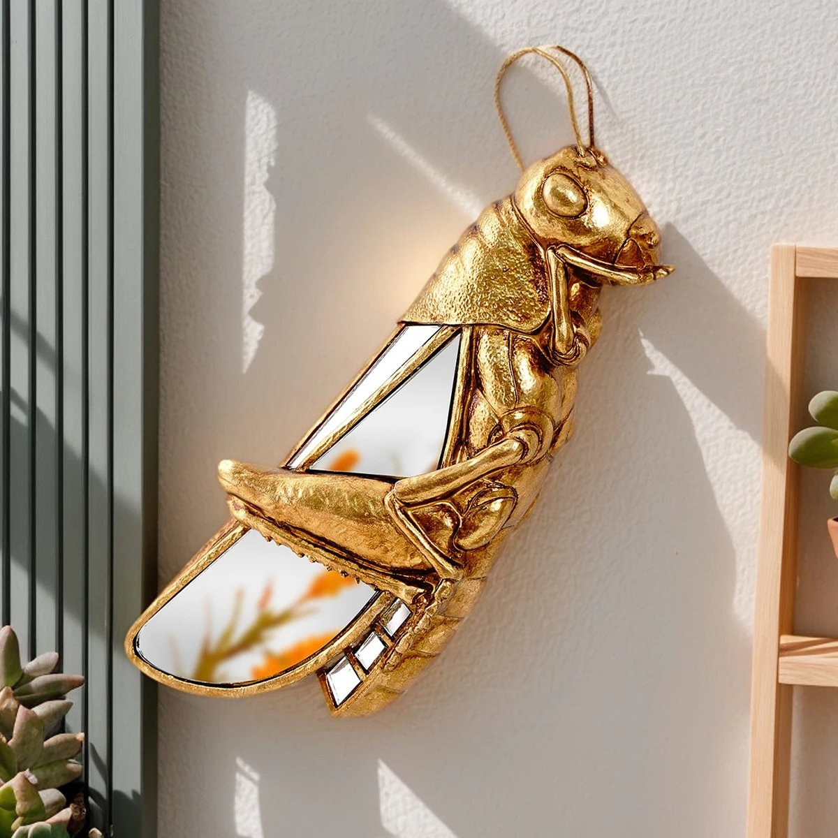 Creative Resin Golden Mirror Locust Home Decor Decorative Craft Wall Hanging Home Party Animal House | Wall Decor