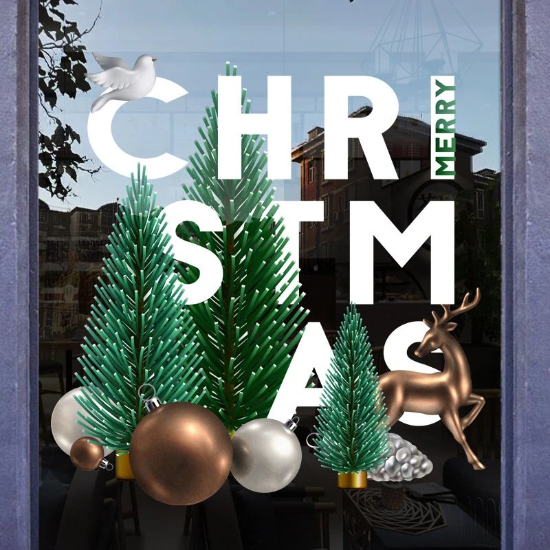 2027 Year's Day Christmas Decor Store Shop Event Atmosphere Decor Wall Stickers Door Stickers Window Grilles