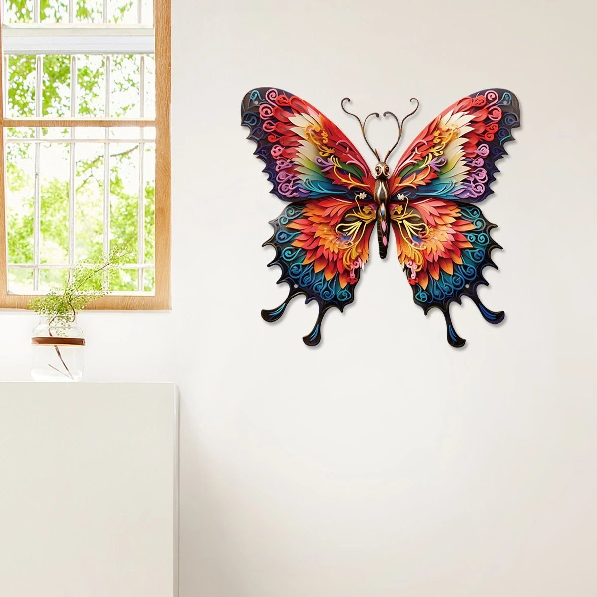 Hot Selling Colorful Creative Butterfly Wall Decor Iron Artist Decor Wall Decor Solid Wood Wall Decor