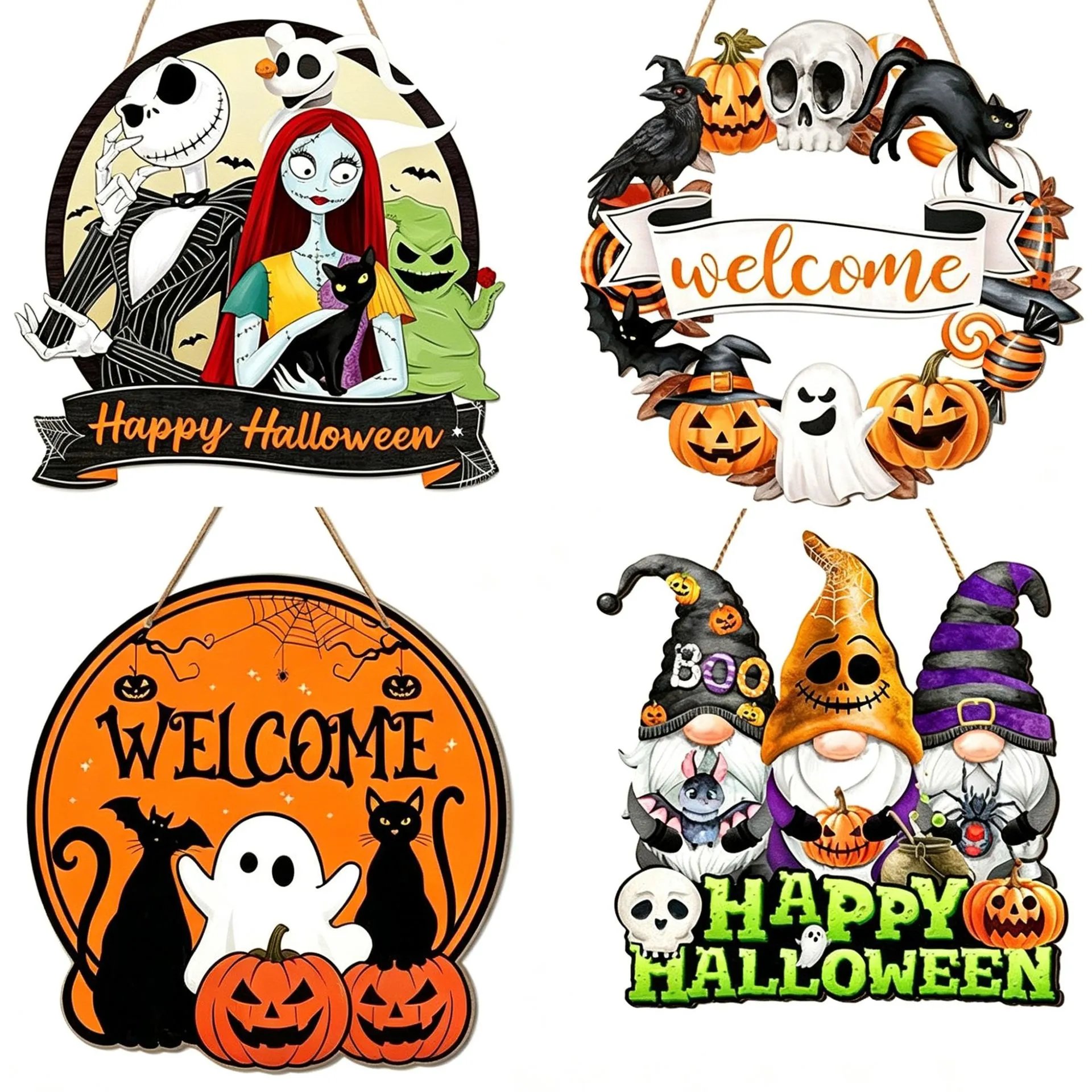 Halloween Wooden Door Plate Pendant Party Home Holiday Plaque Wall Sign Decor Decorative Craft | Halloween Decor