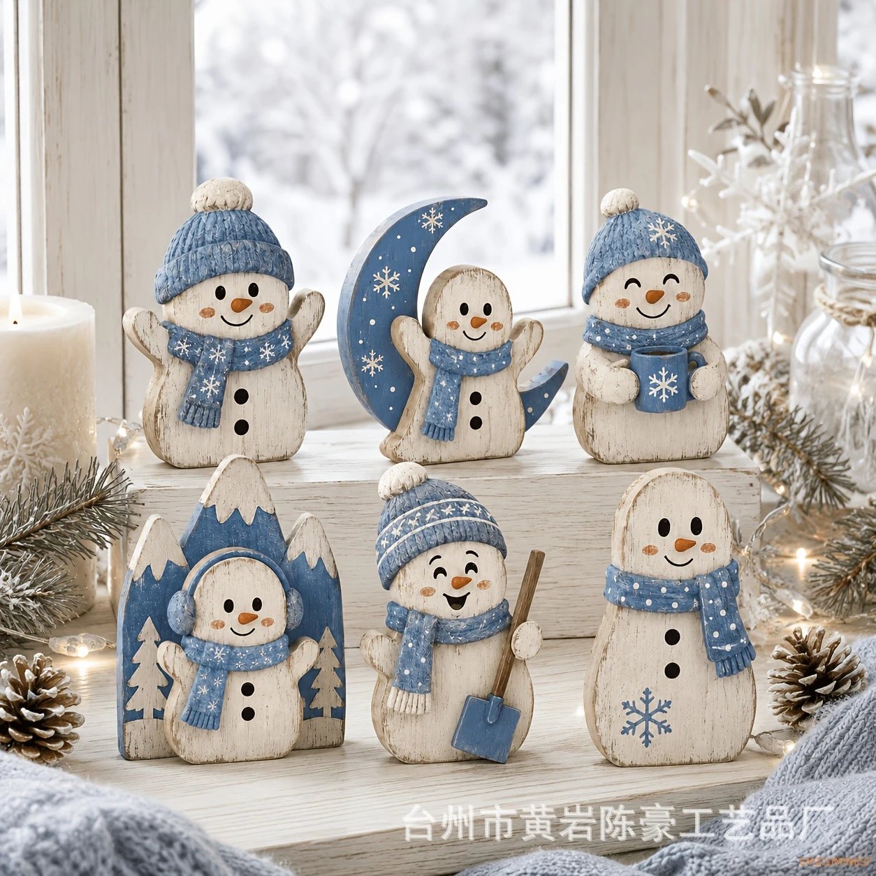 Christmas Wooden Tray Decor Snowman Tabletop Decor Retro Distressed Christmas Home Decor Ornament | Christmas Decor