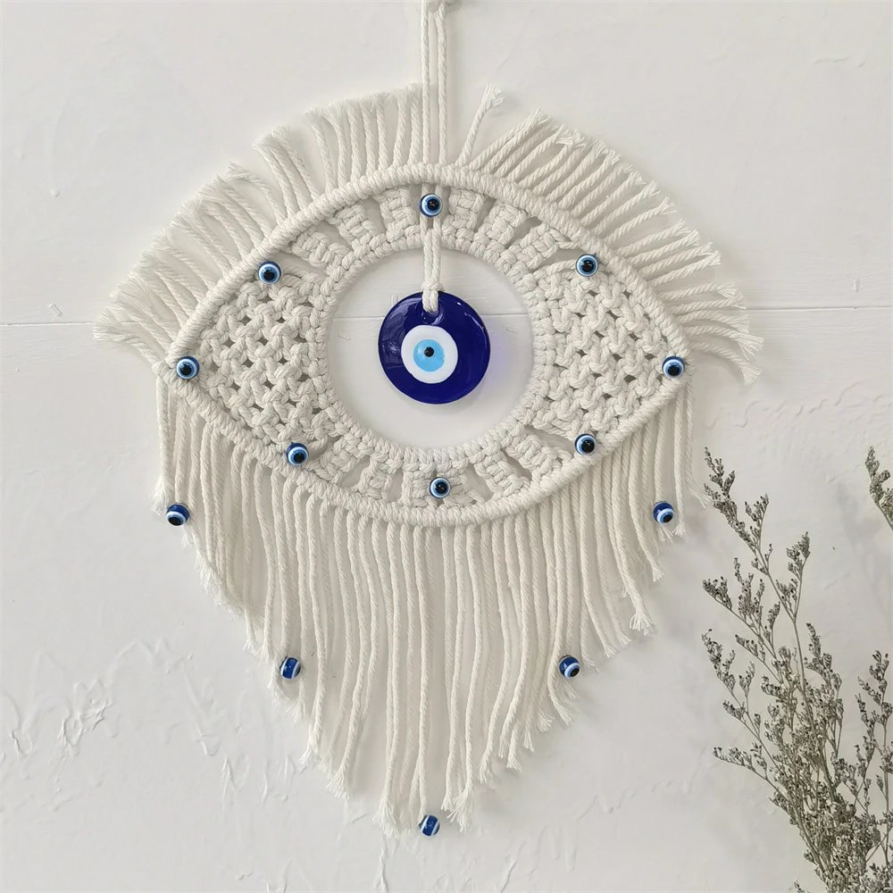Handwoven Turkish Blue Eyes Tapestry Devil's Eye Wall Decor Boho Wall Hanging Home Decor