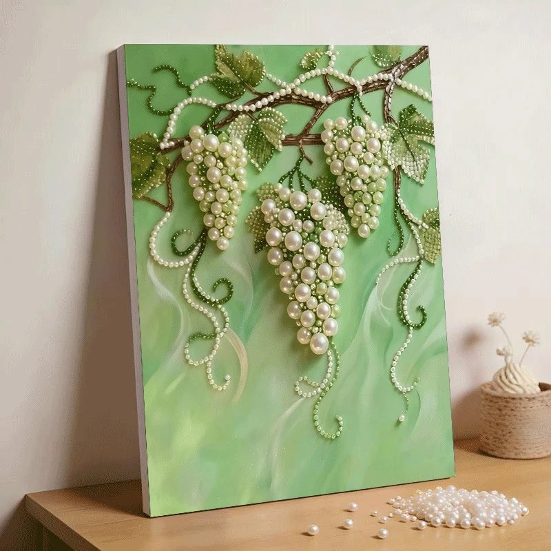 30x40cm Pearl Painting Handmade DIY Grape Creative Paste Diamond Frame Decorative Painting Gift | Home Decor