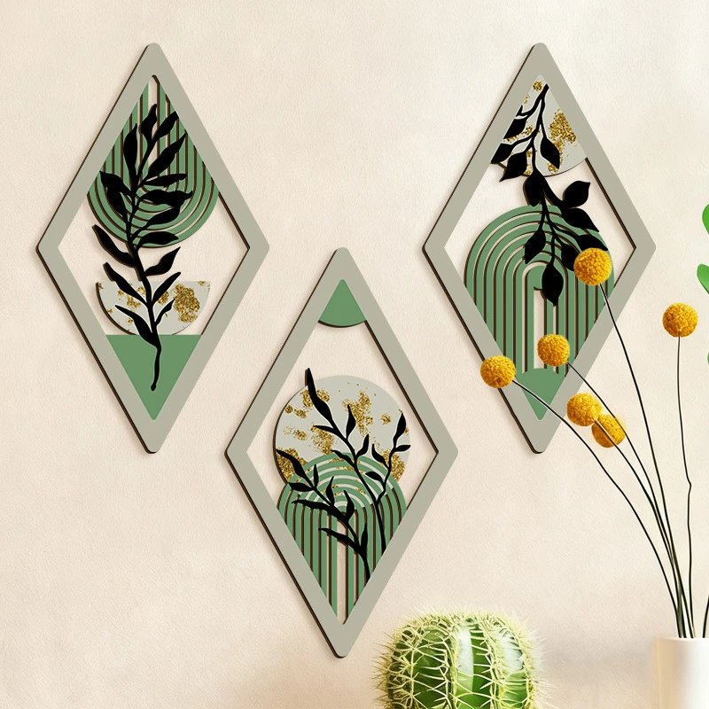 3 Pieces Bohemian Wooden Art Botanical Flower Green Decor Suitable For Cottage-style Country Style Wall | Wall Decor
