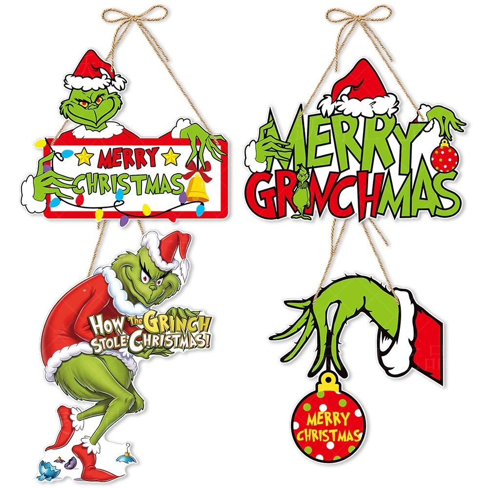 Grinch Themed Door Hangings Christmas Party Decor Door Hangings Christmas Atmosphere Decor Props | Christmas Decor