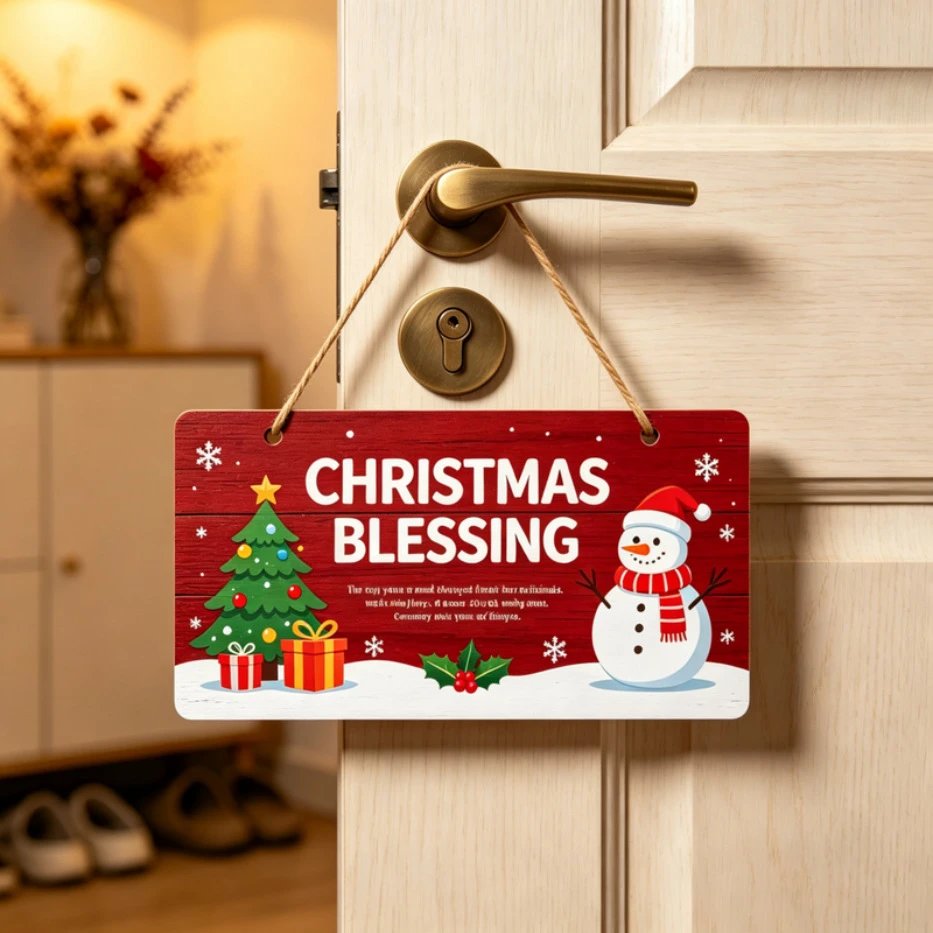 Christmas Wooden Signage Hemp Rope Hanging Christmas Decor Door Sign Wood Panel Painting Source Factory Wholesale