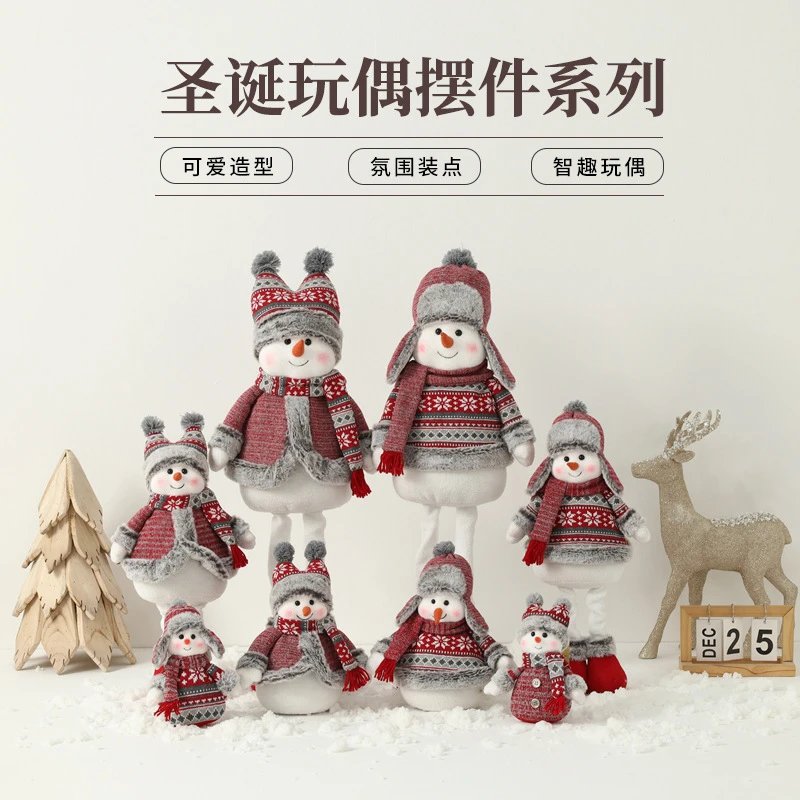 Christmas Decor Gift Red Lei Feng Hat Snowman Doll Christmas Snowman Window Decor