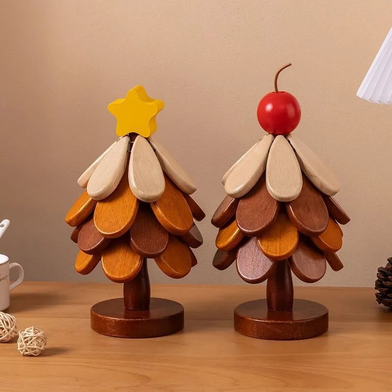 High-end Christmas Tree Insulation Mat Table Decor Creative One-tree Solid Wood Anti-scalding Pot Holder | Christmas Decor