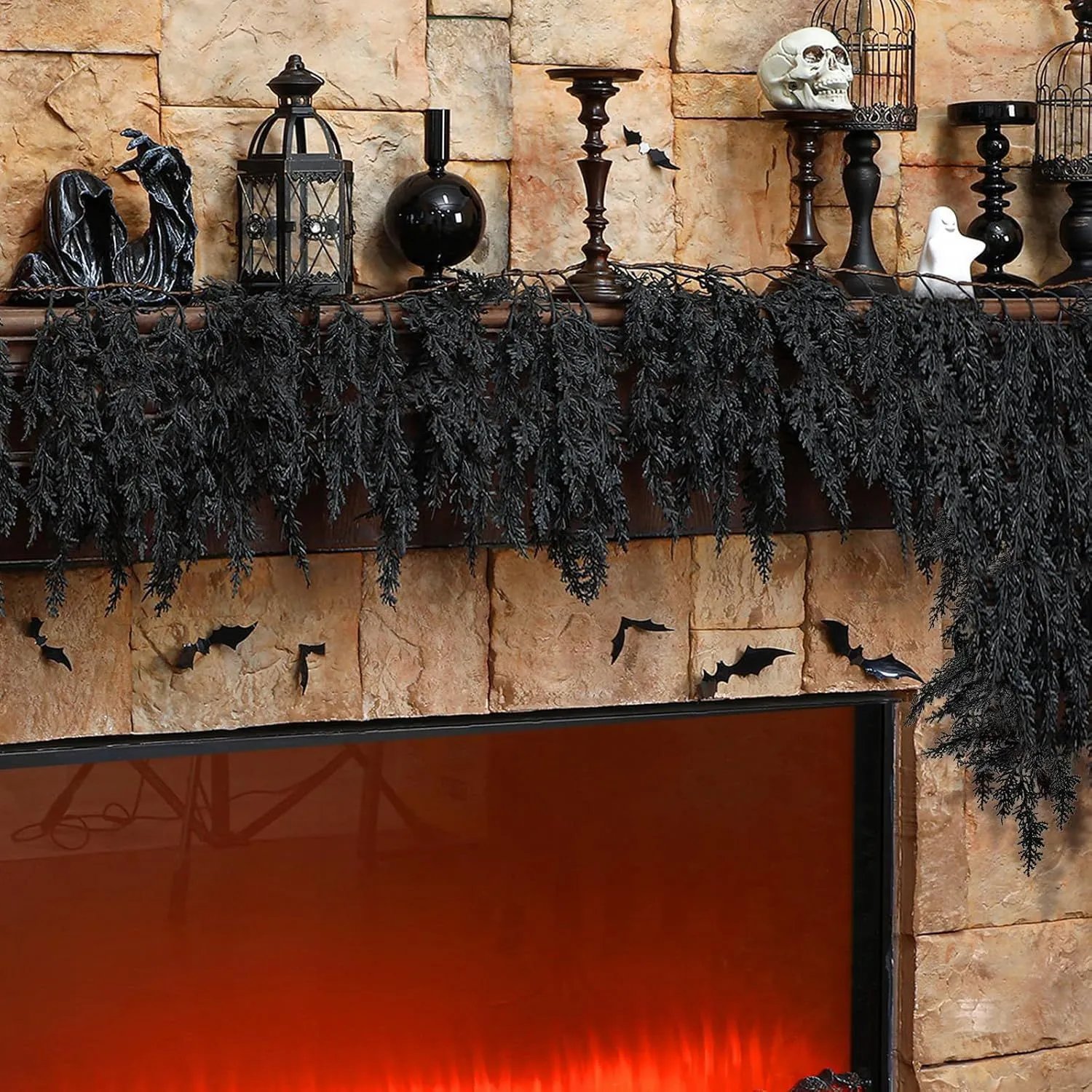 Kaijin Halloween Cypress Leaf Cedar Rattan Horror Atmosphere Fireplace Ornament Front Door Hanging Home | Halloween Decor