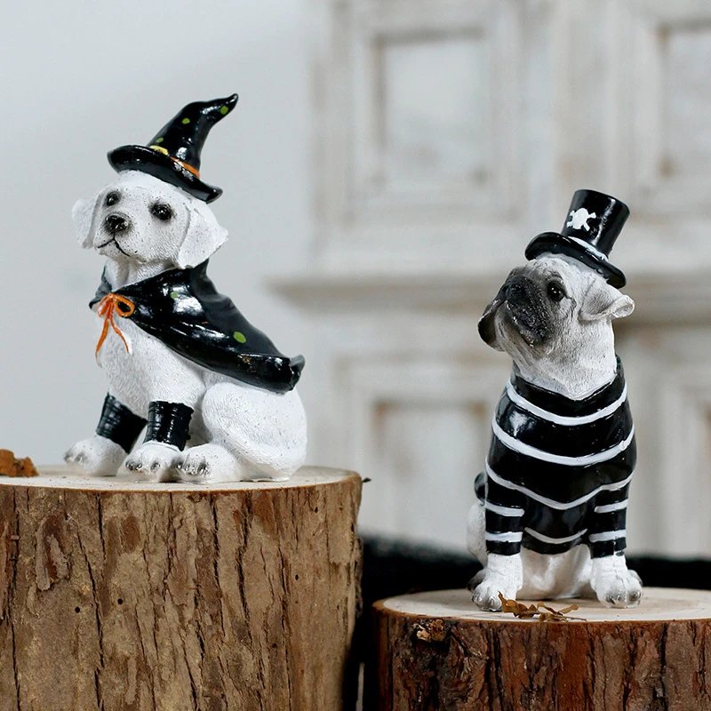Products Halloween Decor Ins Style Pet Dog Witch Resin Ornament Pet Shop Decor