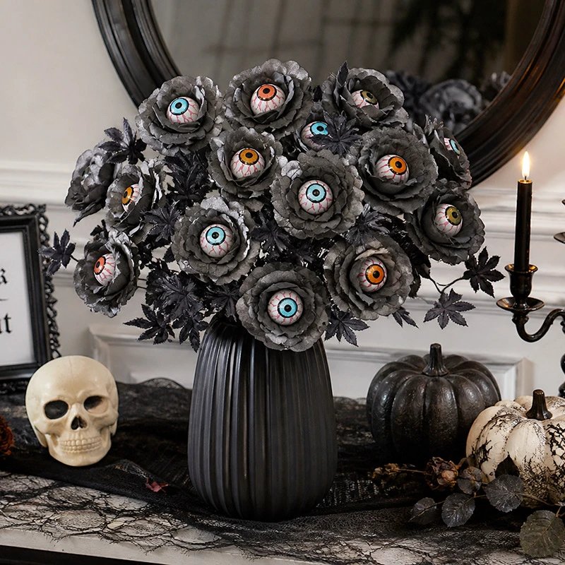 Halloween Eyeball Flower Arrangement Artificial Flower Dark Style Tabletop Decor Gothic Style Flower | Halloween Decor